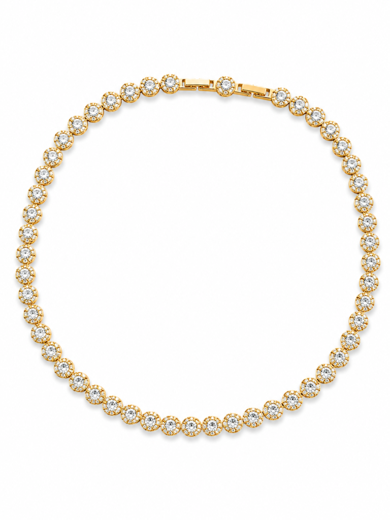 Colier Tennis Gold Placat Aur 18K cu Zirconiu, 40cm