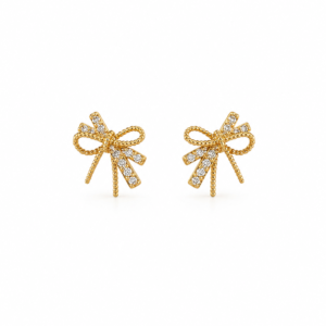 Cercei Fundiță Damă din Oțel Inoxidabil Placați cu Aur 14K, cu Zirconii 1cm x 1cm