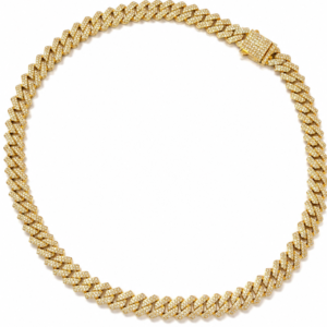 Colier Lanț Cuban “Miami Ice” Placat Aur 18K cu Zirconiu, 55cm