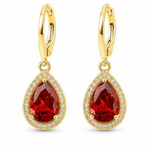 Cercei “Rubin Pasional” Creol Aur 18k, 3cm