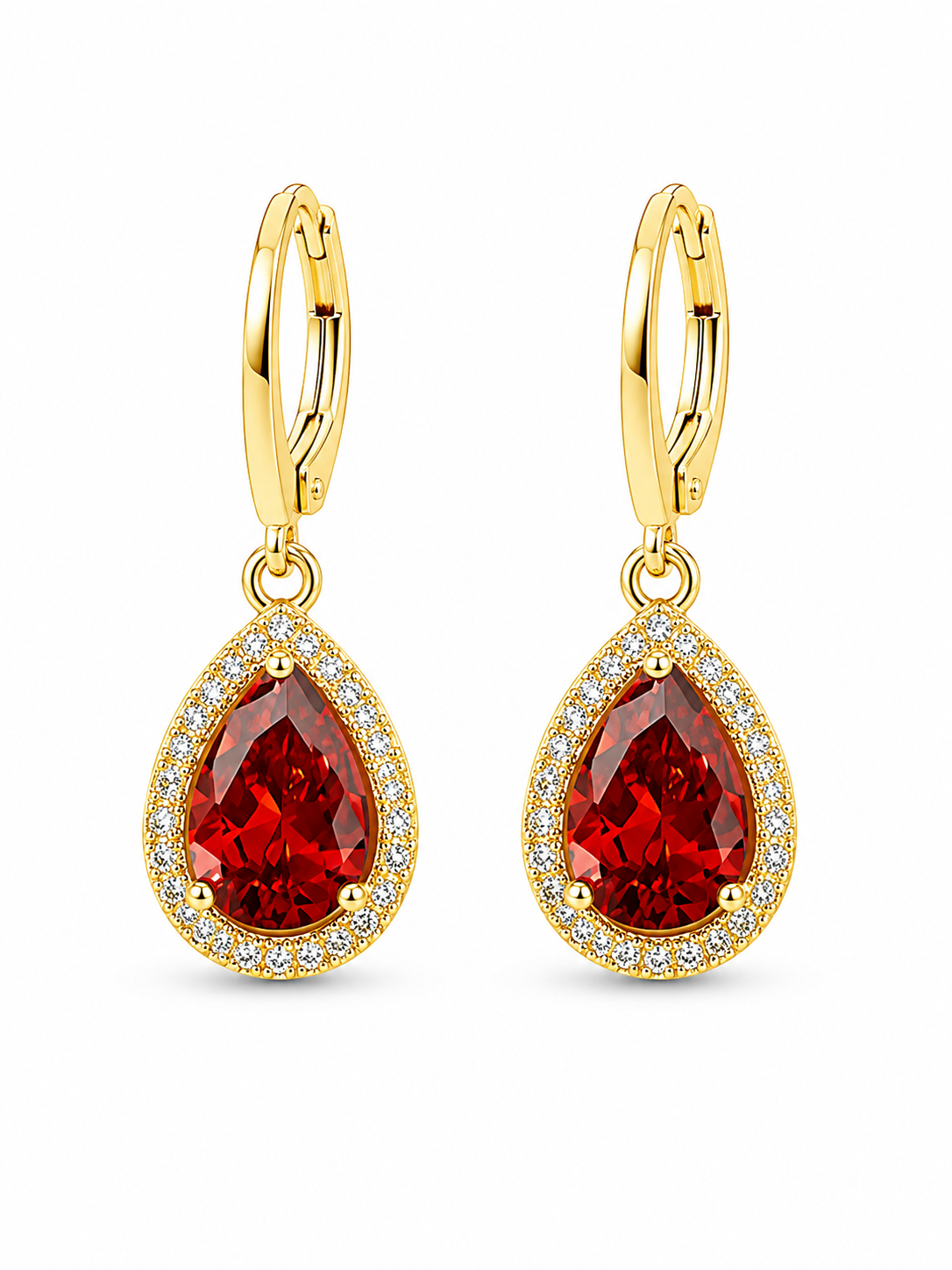 Cercei “Rubin Pasional” Creol Aur 18k, 3cm