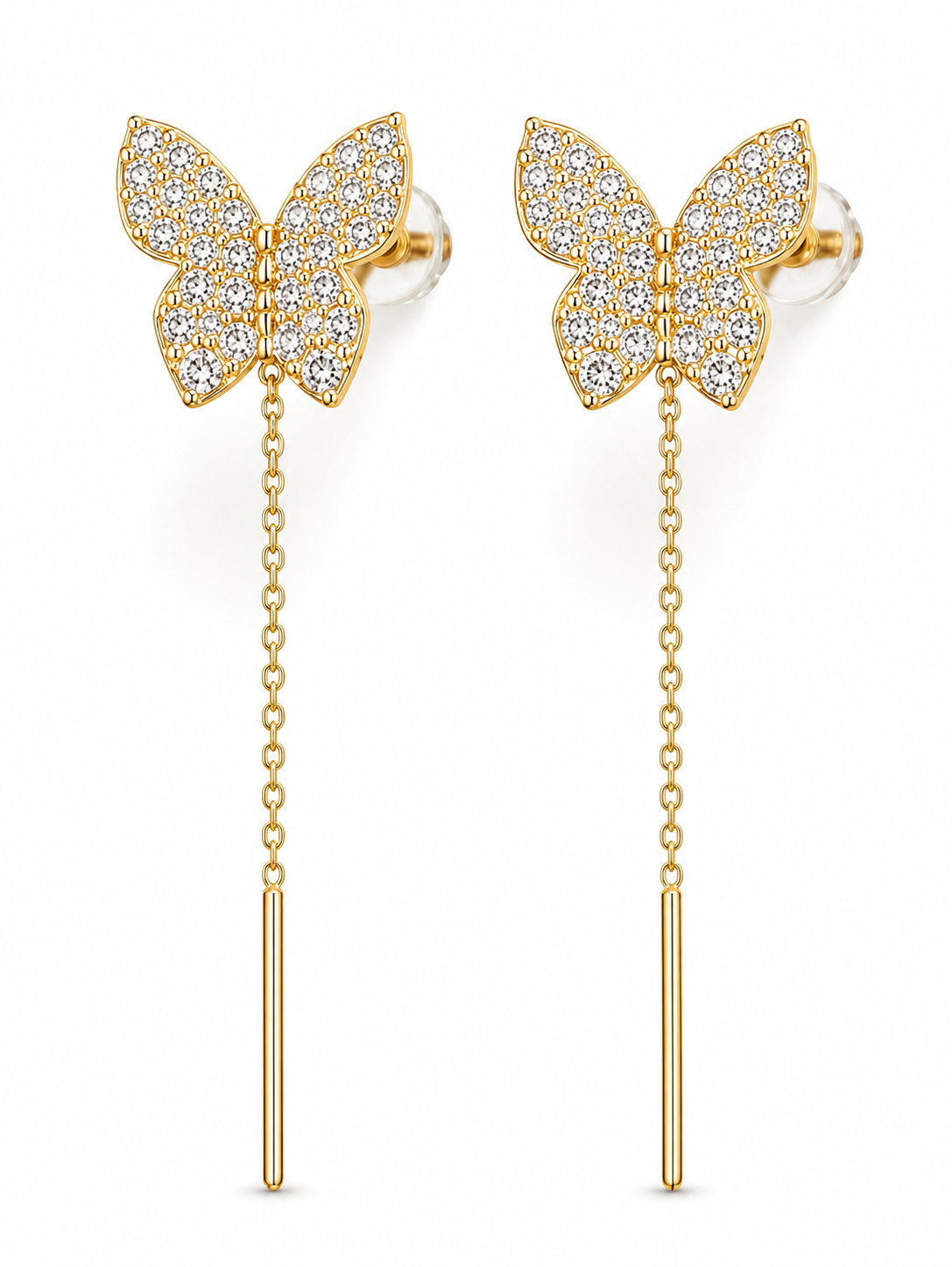 Cercei Fluture “Butterfly Kiss” – Placați Aur 18K cu Zirconiu Pavé - imagine 2