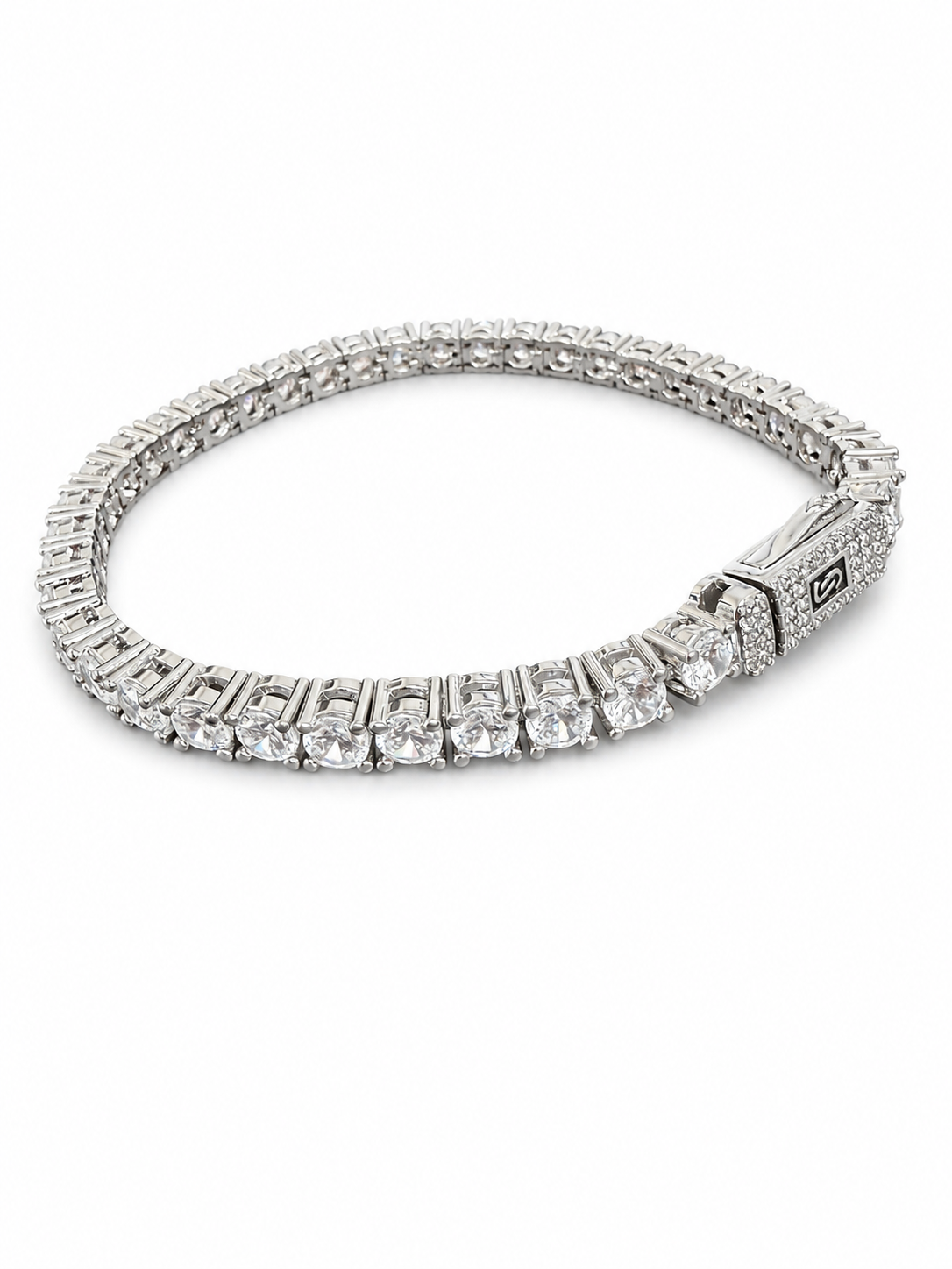 Brățară Tennis Premium “Timeless Glamour” - Oțel Inoxidabil 316L, Placat Rodiu, 18cm x 5mm