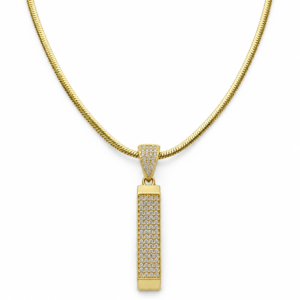 Colier Lanț Șarpe cu Pandantiv “Aurora Bar” - Placat Aur 18K, 50cm