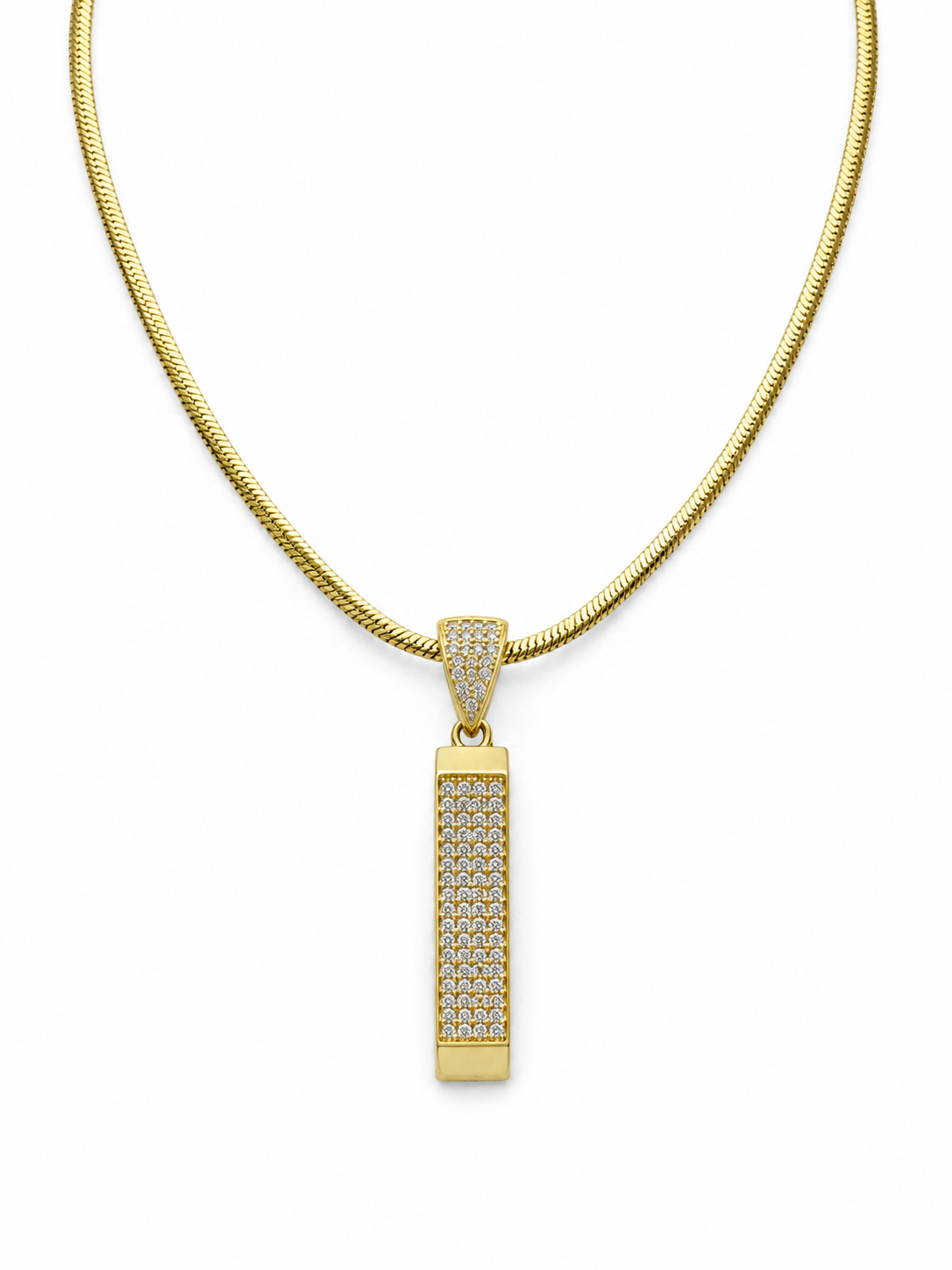 Colier Lanț Șarpe cu Pandantiv “Aurora Bar” - Placat Aur 18K, 50cm