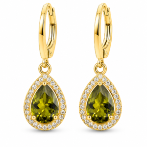 Cercei “Peridot de Lumină” Creol Aur 18k, 3cm