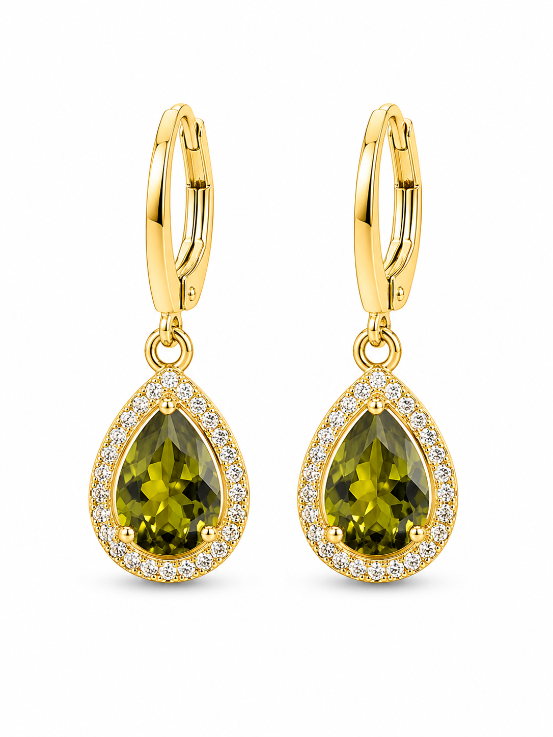 Cercei “Peridot de Lumină” Creol Aur 18k, 3cm