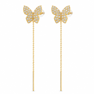 Cercei Fluture “Butterfly Kiss” – Placați Aur 18K cu Zirconiu Pavé