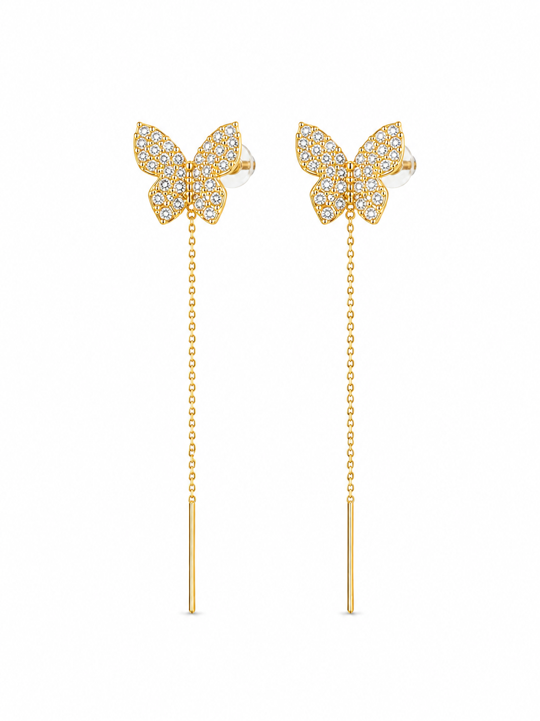 Cercei Fluture “Butterfly Kiss” – Placați Aur 18K cu Zirconiu Pavé