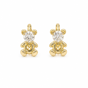 Cercei Ursuleț “Golden Bear” – Placați Aur 18K cu Zirconiu, 1,3cm