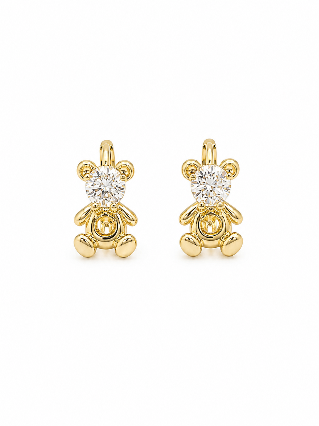 Cercei Ursuleț “Golden Bear” – Placați cu Aur 18K cu Zirconiu, 1,3 cm