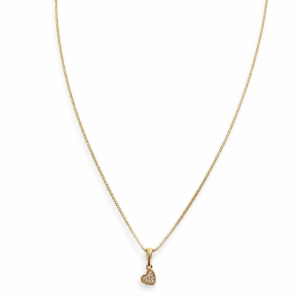 Colier Inimă Pavată “Tiny Love” - Placat Aur 18K cu Zirconiu, 48cm