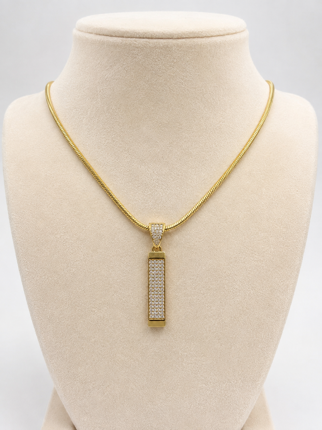 Colier Lanț Șarpe cu Pandantiv “Aurora Bar” - Placat Aur 18K, 50cm - imagine 2