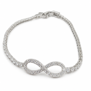 Brățară Infinit “Eternal Love” Oțel Inoxidabil Placat Rodiu cu Zirconiu, 18cm
