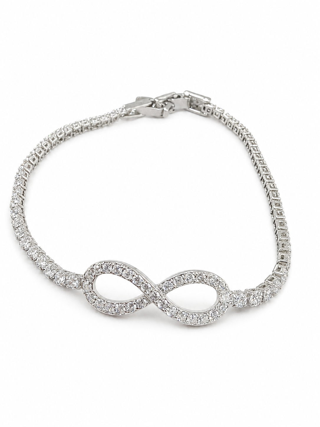 Brățară Infinit “Eternal Love” Oțel Inoxidabil Placat Rodiu cu Zirconiu, 18cm