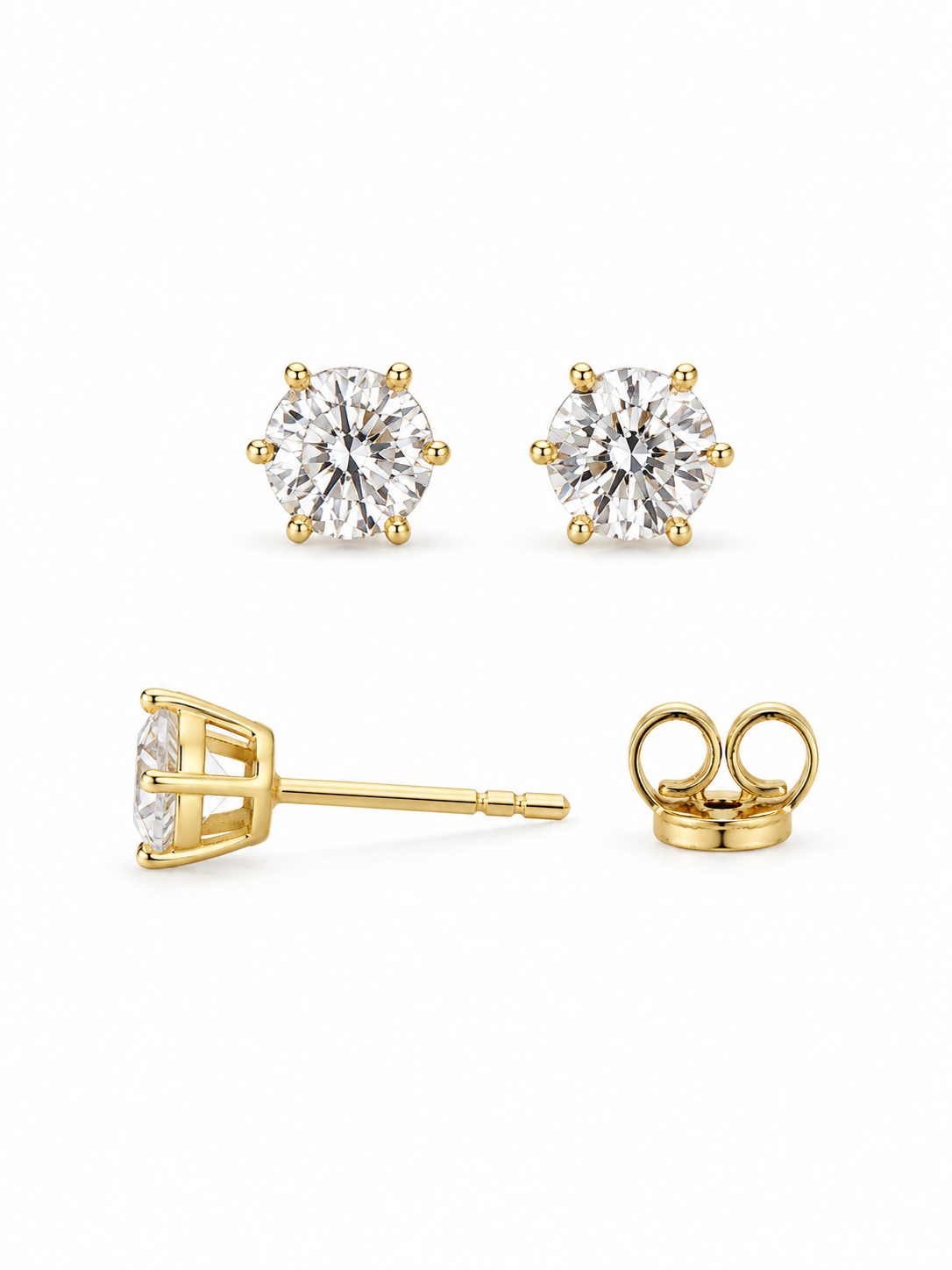 Cercei tip stud placați cu aur 18K cu zirconiu rotund 4 mm – Cercei eleganți damă - imagine 2