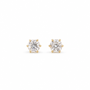 Cercei tip stud placați cu aur 18K cu zirconiu rotund 5 mm – Cercei eleganți damă