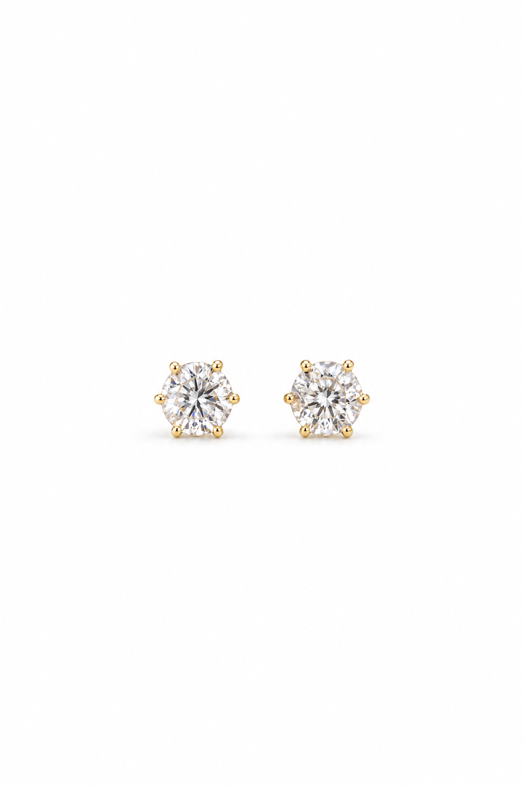 Cercei tip stud placați cu aur 18K cu zirconiu rotund 5 mm – Cercei eleganți damă