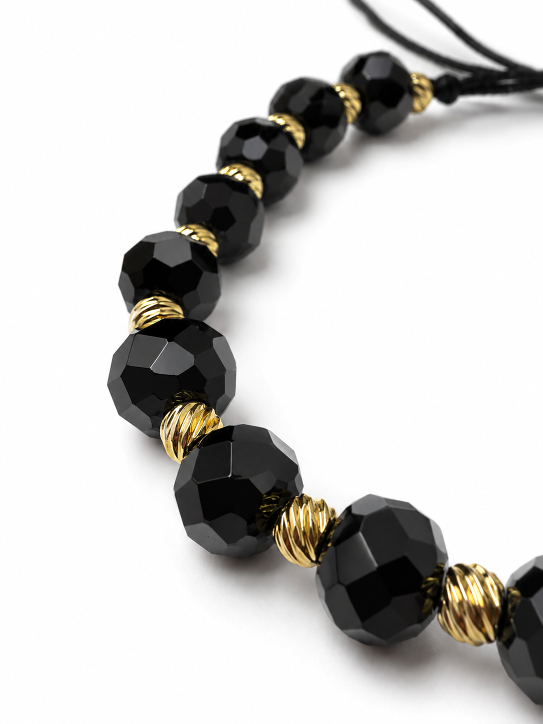 Brățară Onix Negru “Midnight Gold” cu Accente Placate Aur 18K, Reglabilă - imagine 2