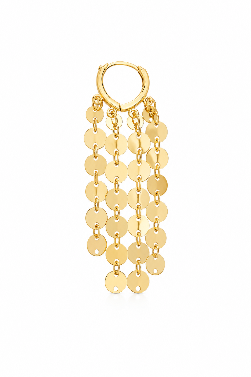 Cercei Ciucure cu Discuri “Golden Cascade” - Placați Aur 18K, 6cm