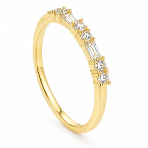 Inel Eternity Baghetă și Rotund “Delicate Sparkle” - Placat Aur 18K cu Zirconiu