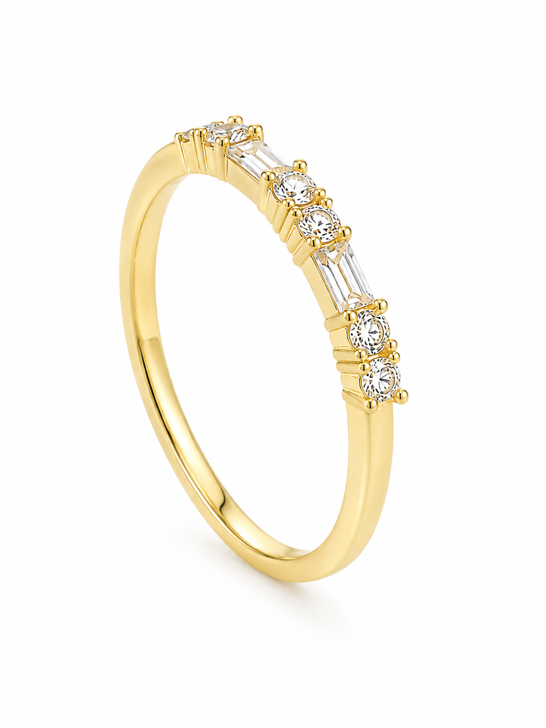 Inel Eternity Baghetă și Rotund “Delicate Sparkle” - Placat Aur 18K cu Zirconiu