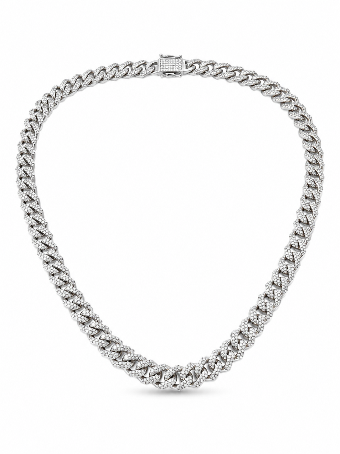 Lanț Cuban Link “Ice King” – Oțel Inoxidabil, Placat Rodiu, 70cm x 1cm - imagine 2