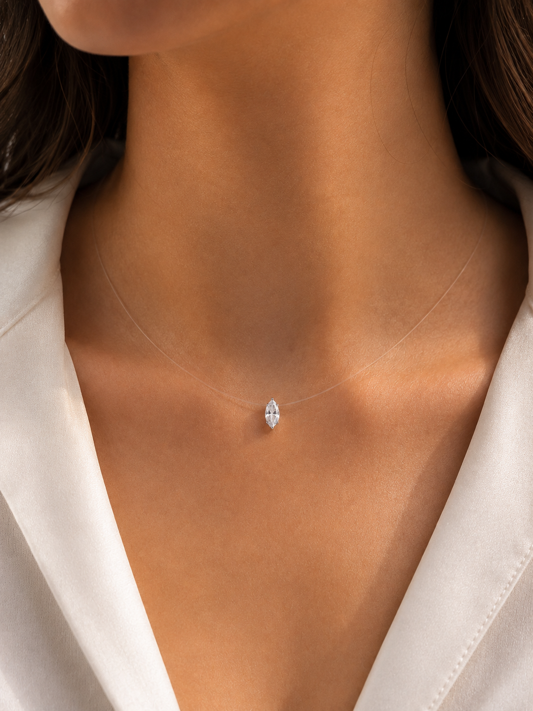 Colier Invizibil Aura – Pandantiv Zirconiu pe Fir Transparent - imagine 6