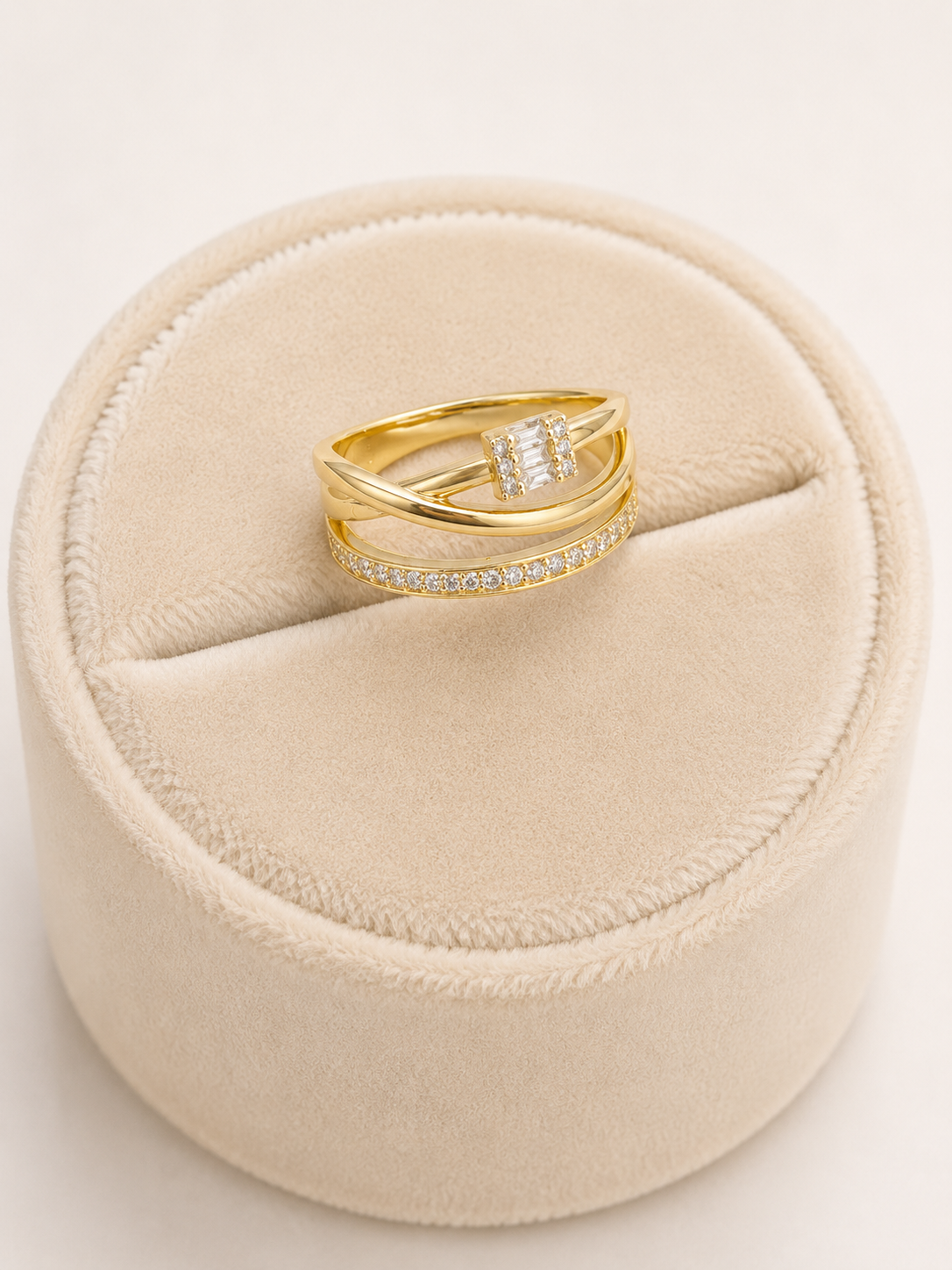 Inel Multi-Bandă Baghetă “Golden Layers” - Placat Aur 18K cu Zirconiu - imagine 3