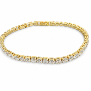 Brățară Tennis Cushion Halo “Golden Elegance” - Placat Aur 18K, 20cm x 5mm