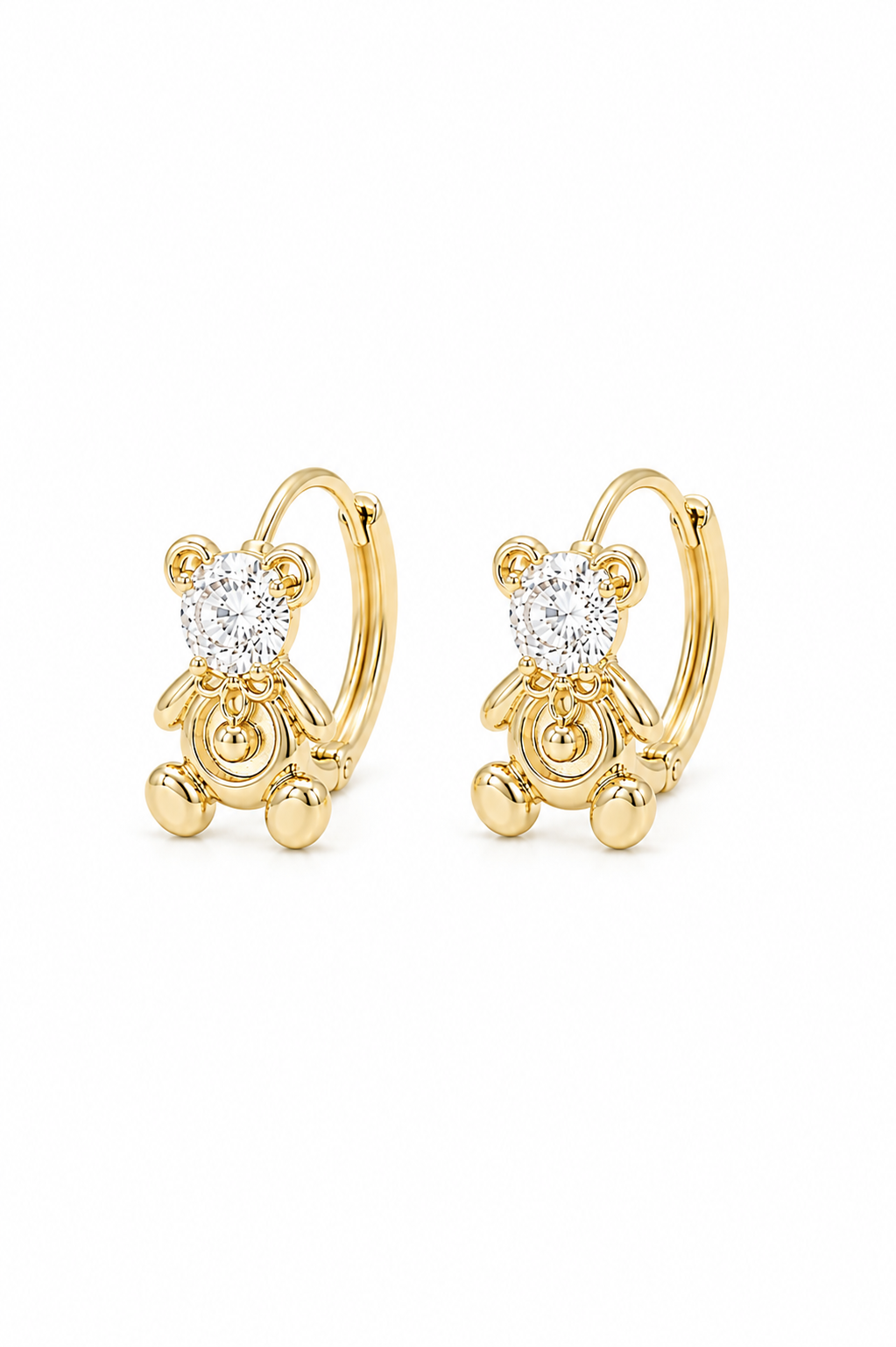 Cercei Ursuleț “Golden Bear” – Placați cu Aur 18K cu Zirconiu, 1,3 cm - imagine 3