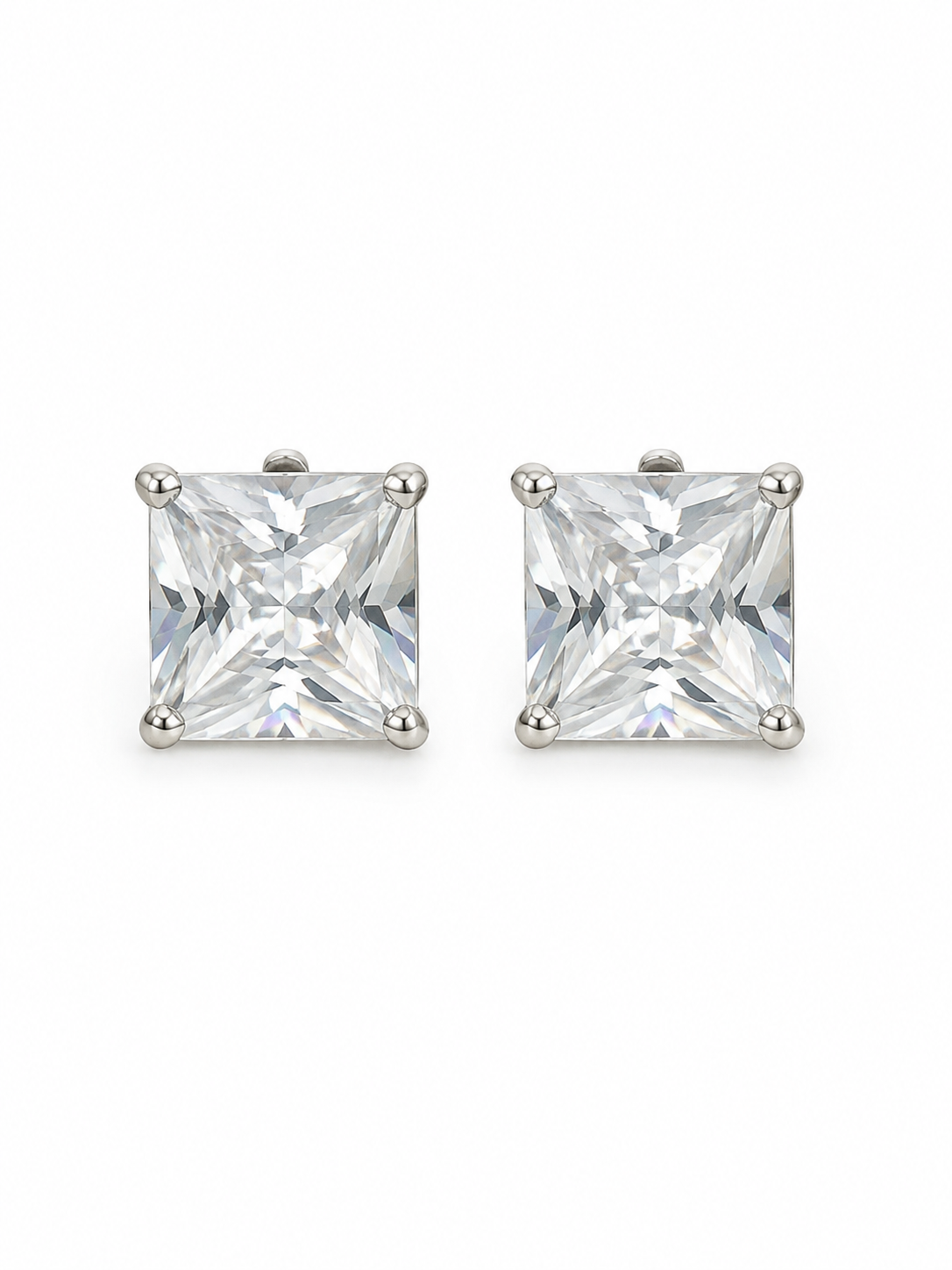 Cercei Stud Pătrați cu Zirconiu Cubic - Oțel Inoxidabil, 7 Culori, Mărimi 3-8mm