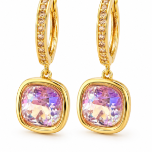 Cercei “Reflex Boem” Piatră Iridescentă, Aur 18k