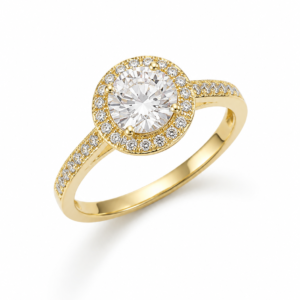 Inel Logodnă Halo Rotund “Classic Halo” - Placat Aur 18K cu Zirconiu