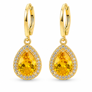 Cercei “Citrin de Soare” Creol Aur 18k, 3cm