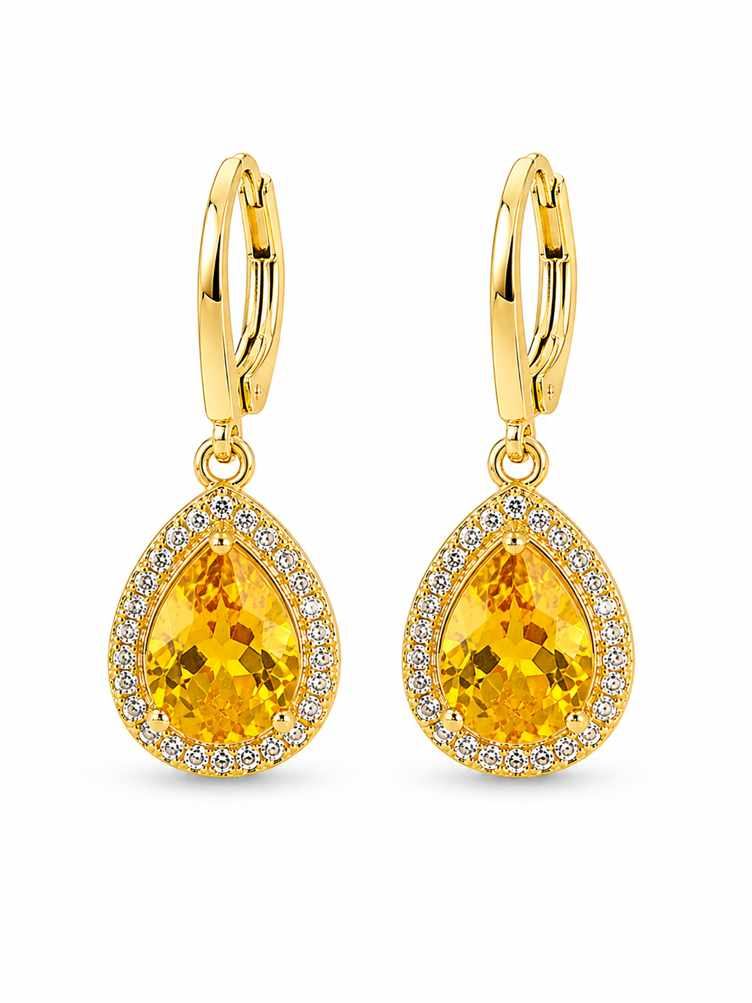 Cercei “Citrin de Soare” Creol Aur 18k, 3cm