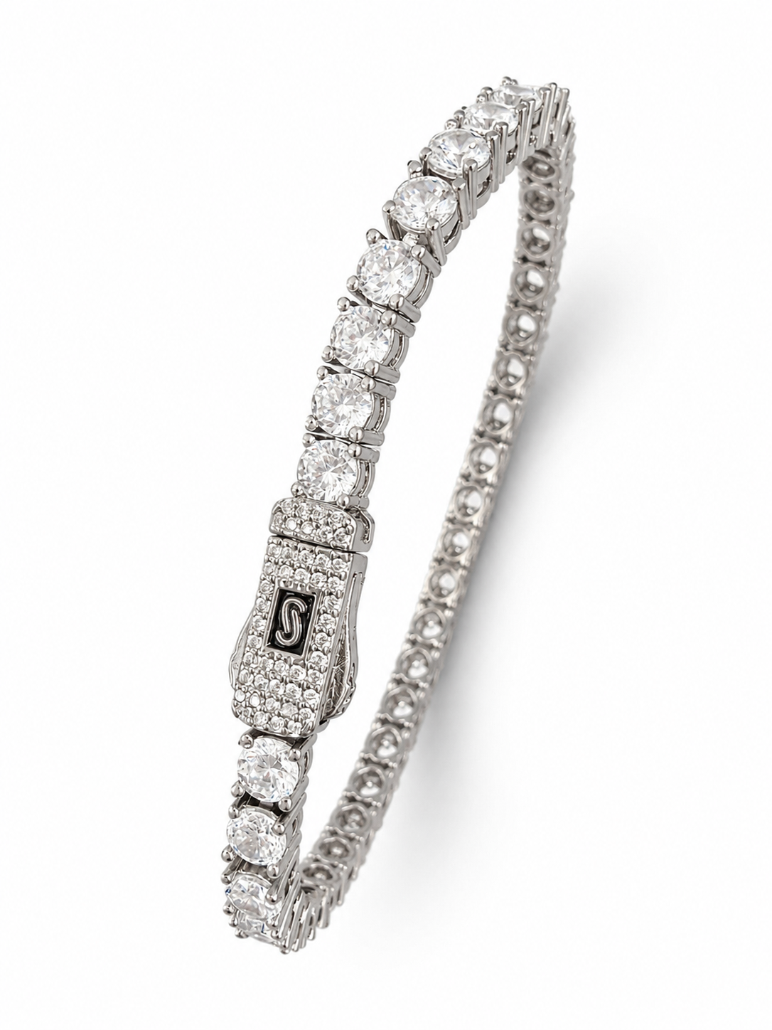 Brățară Tennis Premium “Timeless Glamour” - Oțel Inoxidabil 316L, Placat Rodiu, 18cm x 5mm - imagine 2