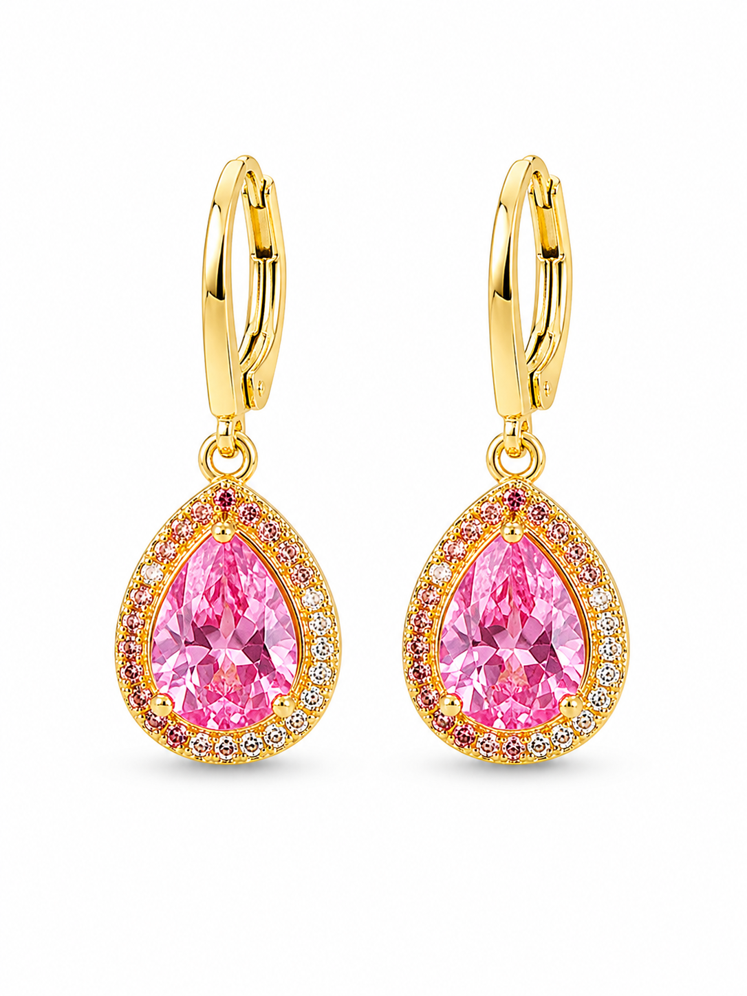 Cercei “Turmalin Roz Regal” Creol Aur 18k, 3cm