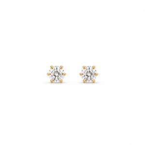 Cercei tip stud placați cu aur 18K cu zirconiu rotund 4 mm – Cercei eleganți damă