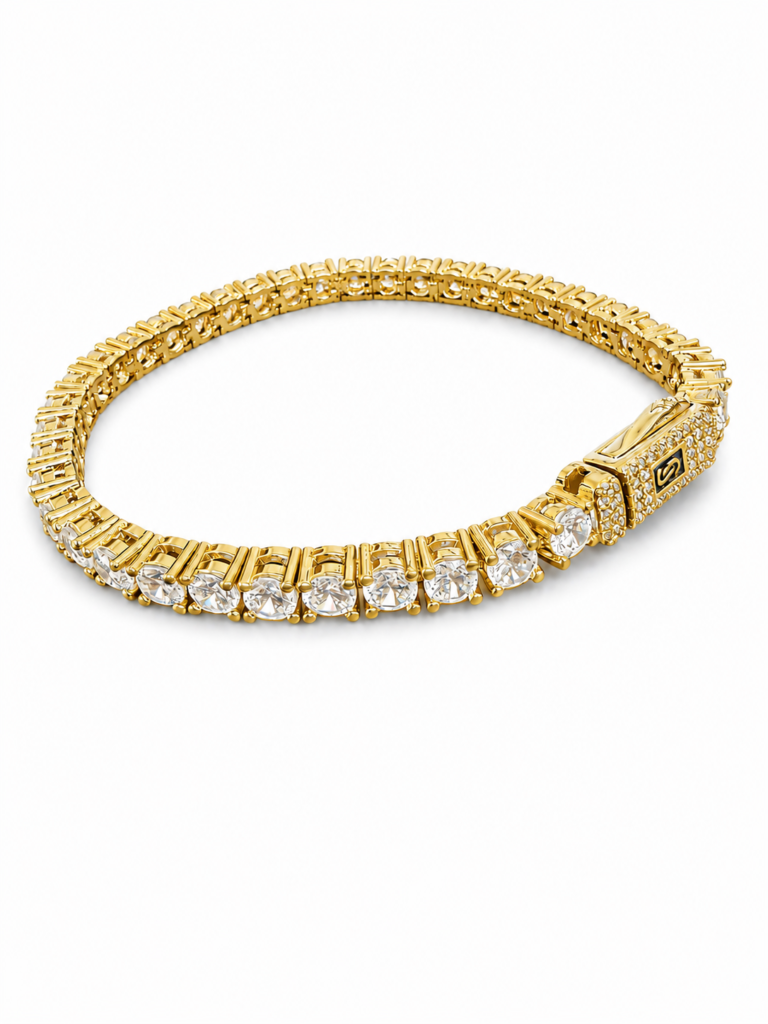 Brățară tennis placată cu aur 18K cu zirconii Golden Glamour