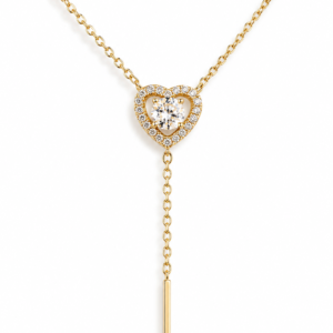 Colier Lariat Inimă Halo “Heartstring” - Placat Aur 18K cu Zirconiu, 40+5cm