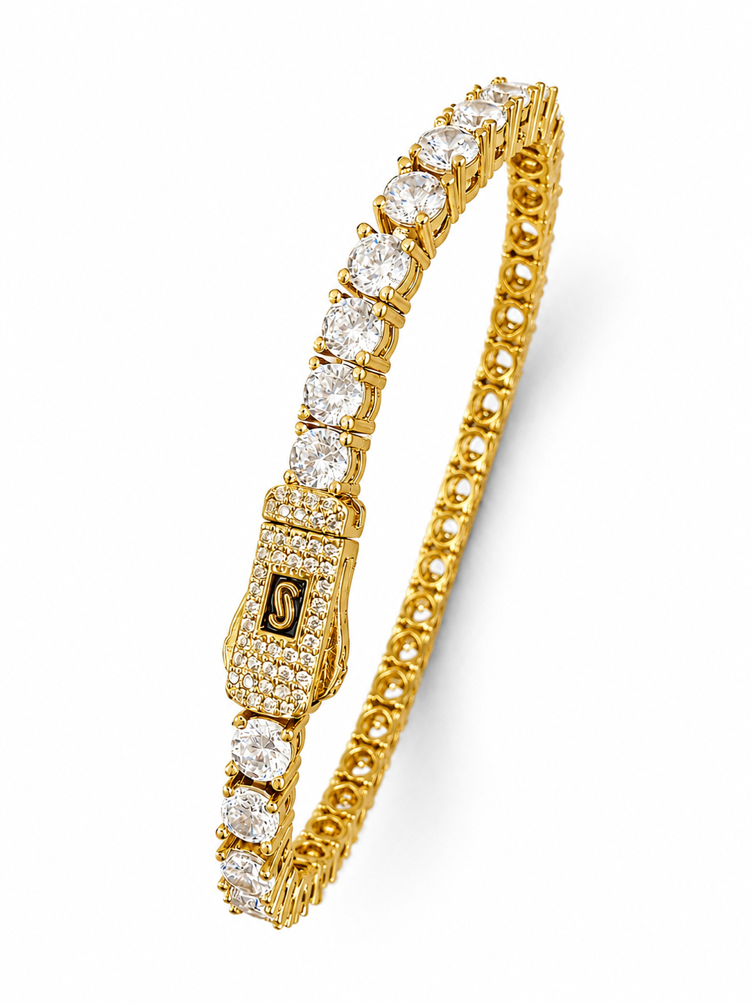 Brățară Tennis Placată cu Aur 18K cu Zirconii – Golden Glamour - imagine 2
