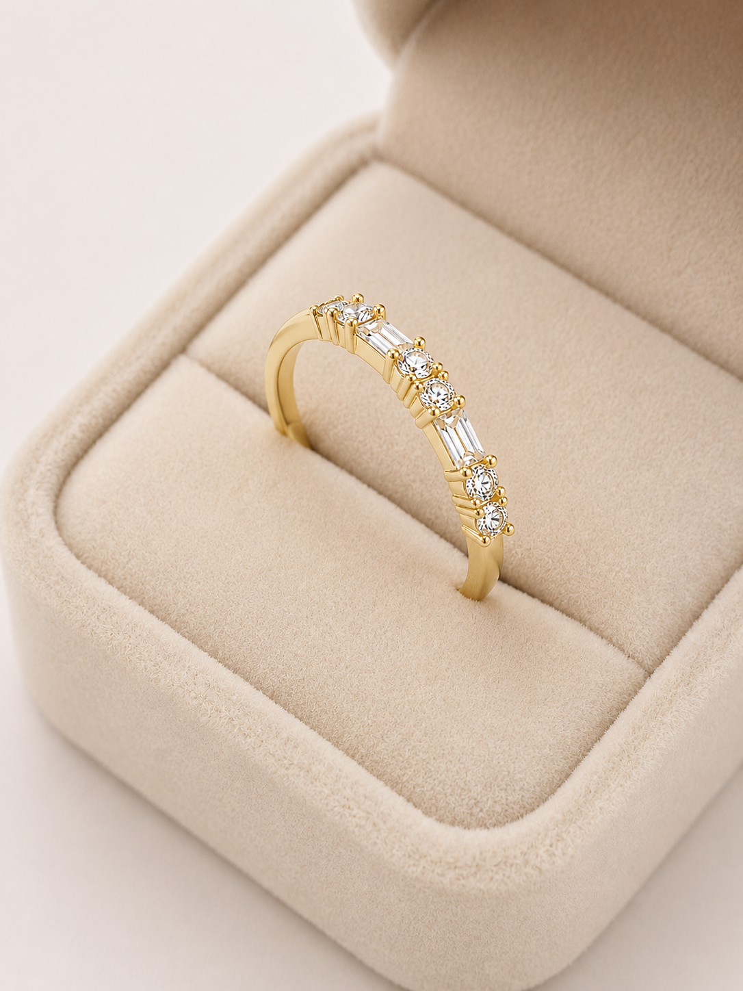 Inel Eternity Baghetă și Rotund “Delicate Sparkle” - Placat Aur 18K cu Zirconiu - imagine 3