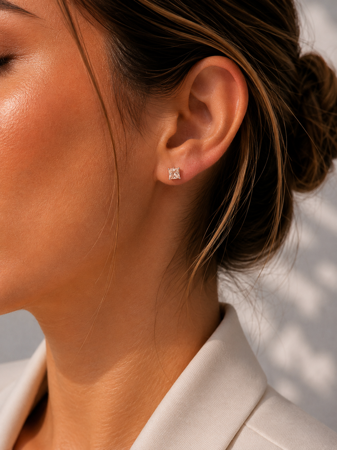 Cercei Stud Pătrați cu Zirconiu Cubic - Oțel Inoxidabil, 7 Culori, Mărimi 3-8mm - imagine 8