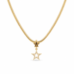 Colier stea aur 18K "Double Star" cu pandantiv stea dublă