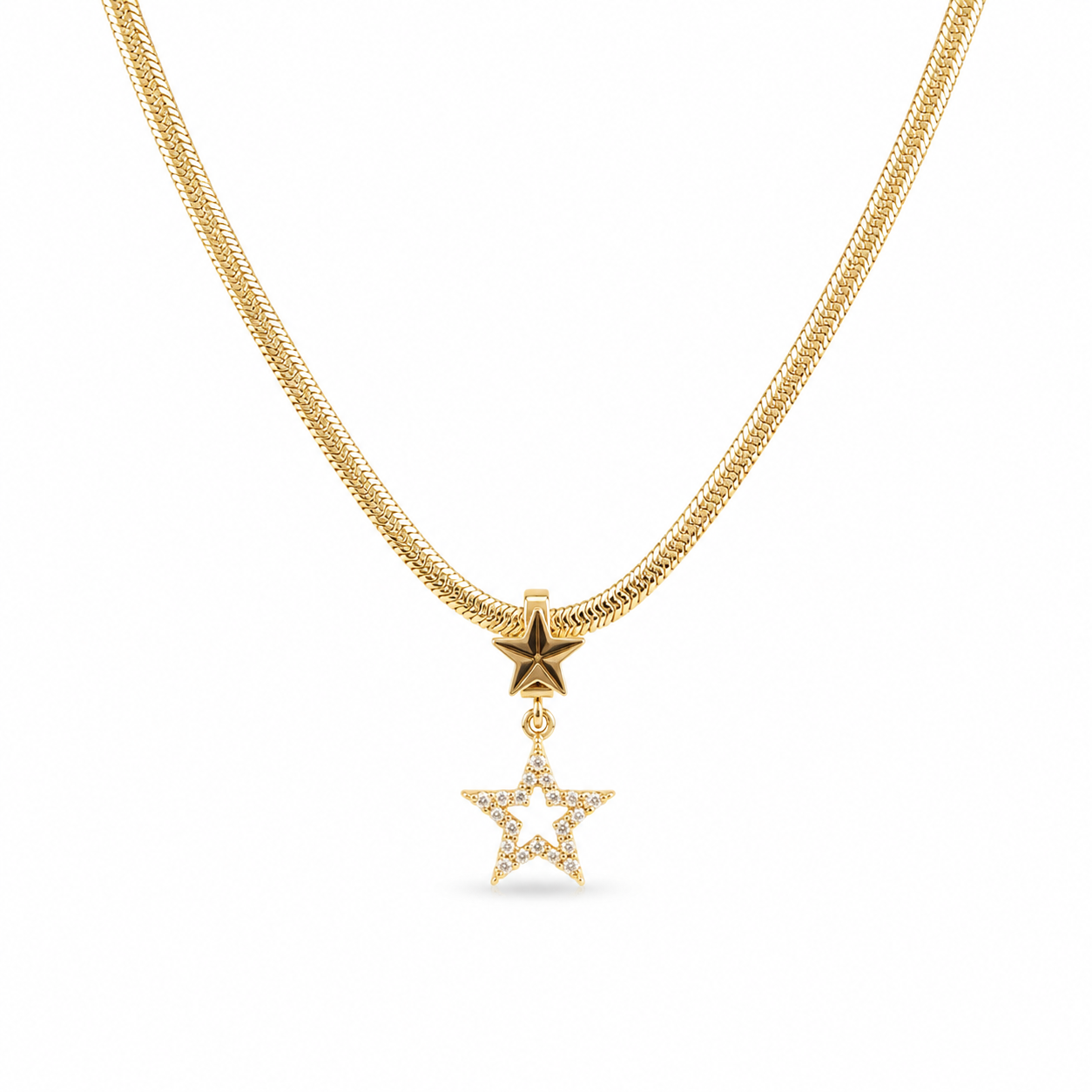 Colier stea aur 18K "Double Star" cu pandantiv stea dublă